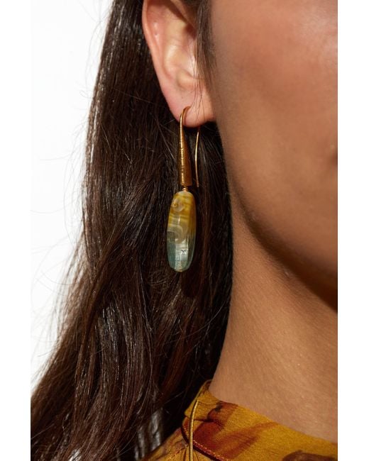 Forte_forte Metallic Earrings With Colorful Glass