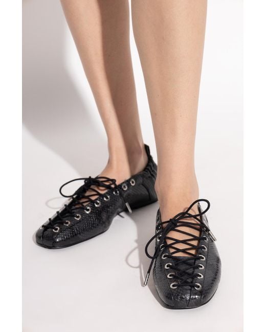 Ganni Black Ballet Flats With Ties
