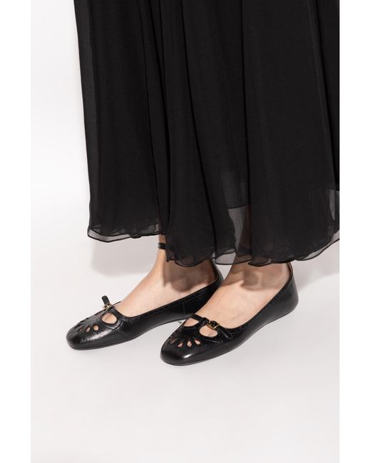 Chloé Black Leather Ballet Flats 'Misty'