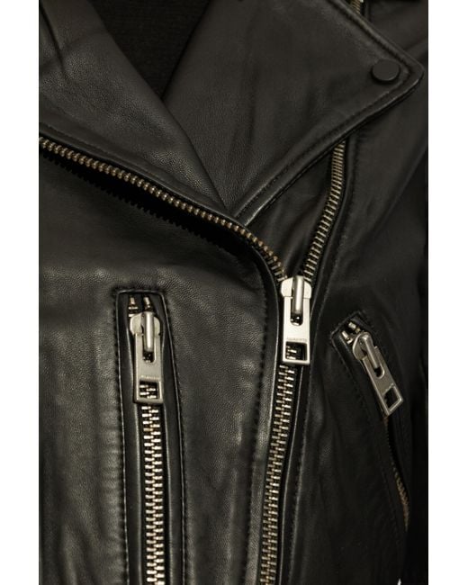 AllSaints Black Asymmetric Biker Leather Jacket