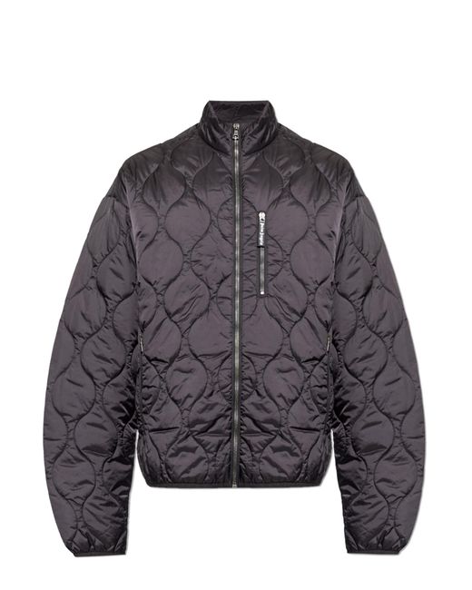 Palm Angels Gray Quilted Jacket With Stand-Up Collar for men