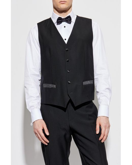 Dolce & Gabbana Black Wool Suit With Vest for men