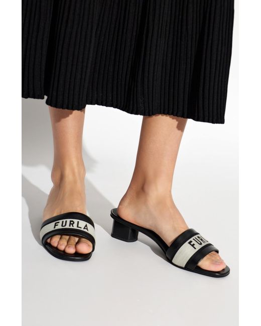 Furla White Heeled Mules 'Cilindro'