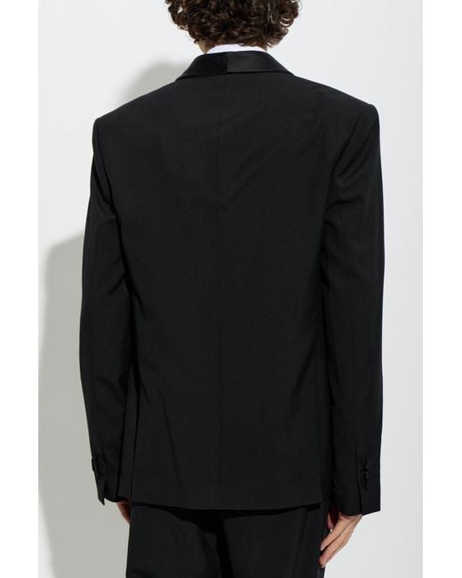 Balmain Black Wool Double-Breasted Blazer for men