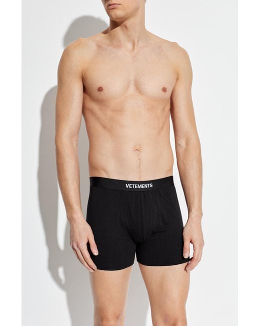 Vetements Black Boxers With Logo for men