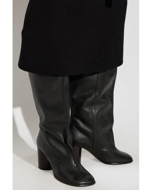Lemaire Black Heeled Boots 'Crease Sleeve'