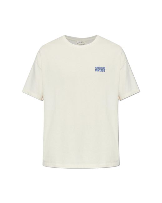 American Vintage White T-Shirt With Printed Logo for men