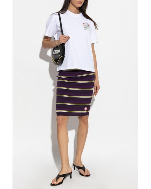 Casablanca Blue Pencil Skirt With Pinstripe Pattern