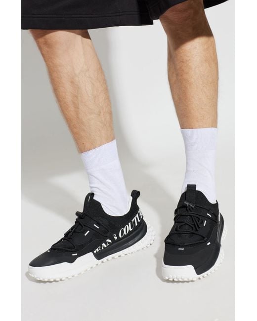 Versace Jeans Couture Black Sports Shoes With Printed Logo for men