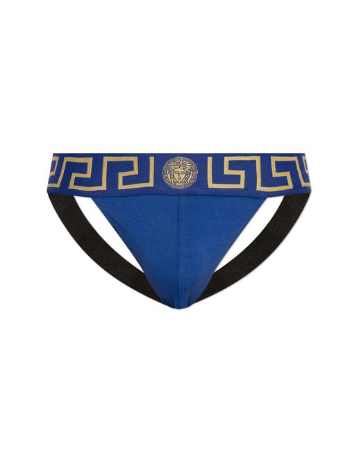 Versace Blue Cotton 'Jockstrap' for men