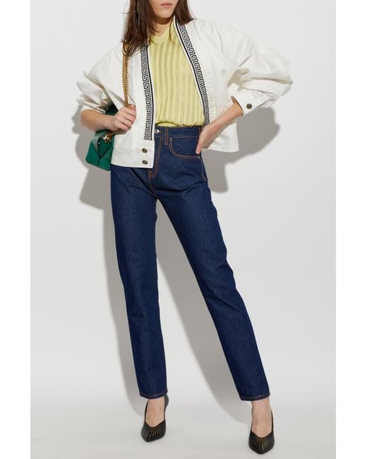 Versace White Jacket With A Distinctive Greek Pattern