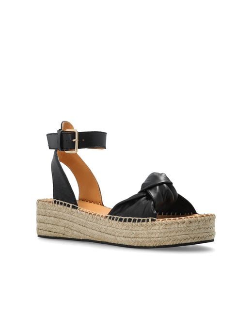 Odissi Black Leather Platform Sandals
