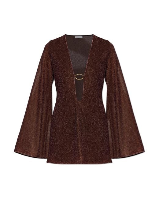 Oseree Brown Dress With Lurex Thread