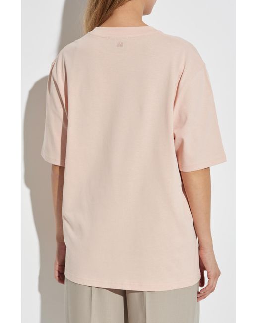 AMI White T-Shirt With Embossed Logo