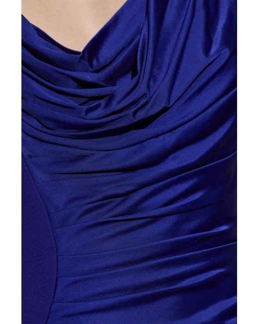 Versace Blue Long Dress With Draping