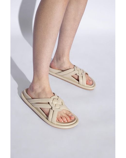 Moncler White 'Bell' Slides