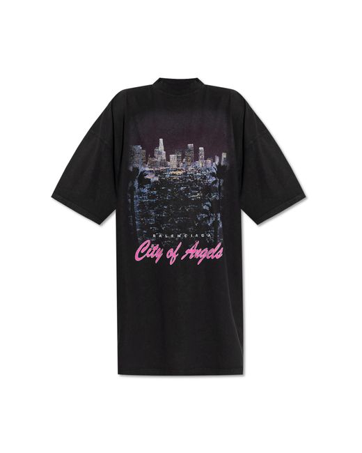 Balenciaga Black T-Shirt With Colorful Print