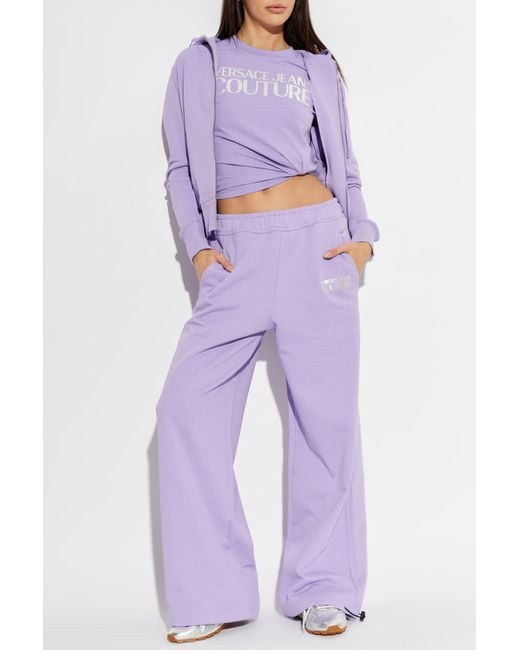 Versace Jeans Couture Purple T-Shirt With Printed Logo