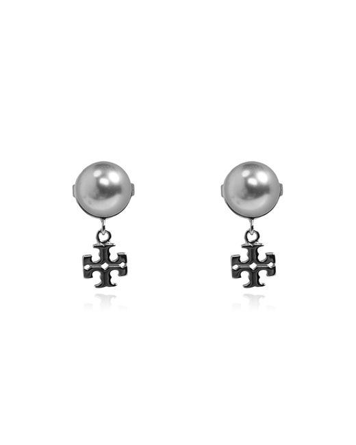 Tory Burch Metallic Earrings With Glass Pearl