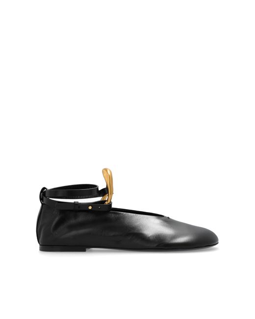 Jil Sander Black Leather Ballet Flats,