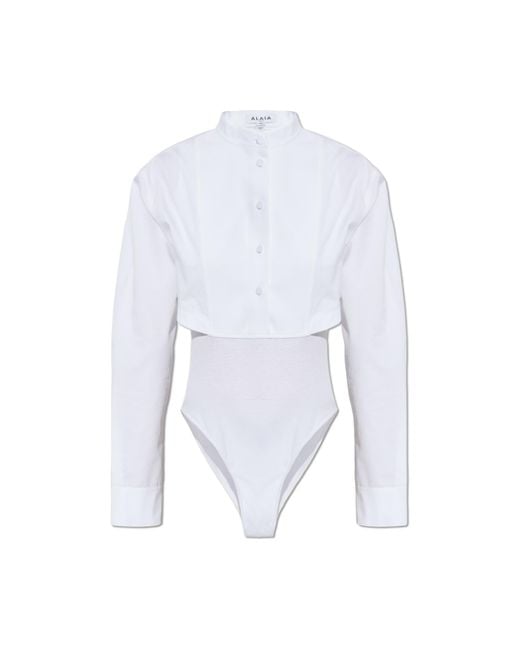 Alaïa White Cotton Bodysuit