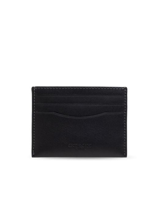 COACH Black Leather Card Case for men
