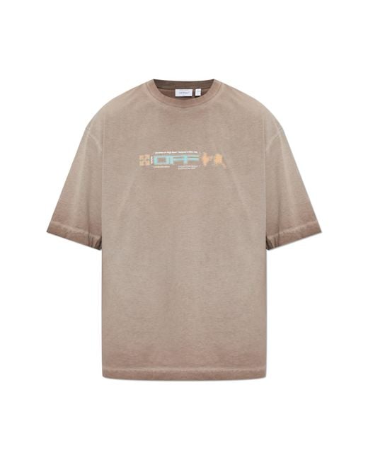 Off-White c/o Virgil Abloh Brown T-Shirt With Print for men