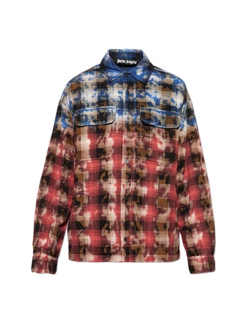 Palm Angels Red Checked Pattern Shirt for men