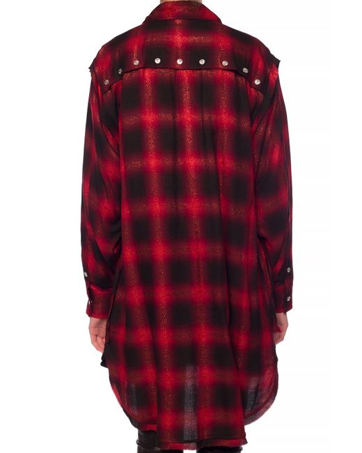 DIESEL Synthetic Checked Shirt Dress Red - Save 50% - Lyst