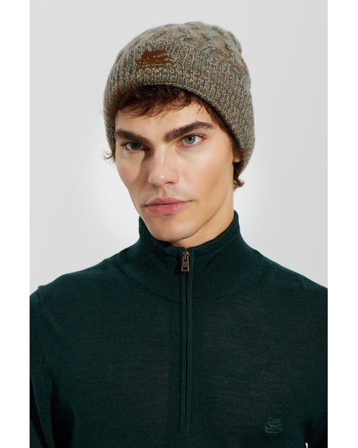 Etro Green Cashmere Hat for men