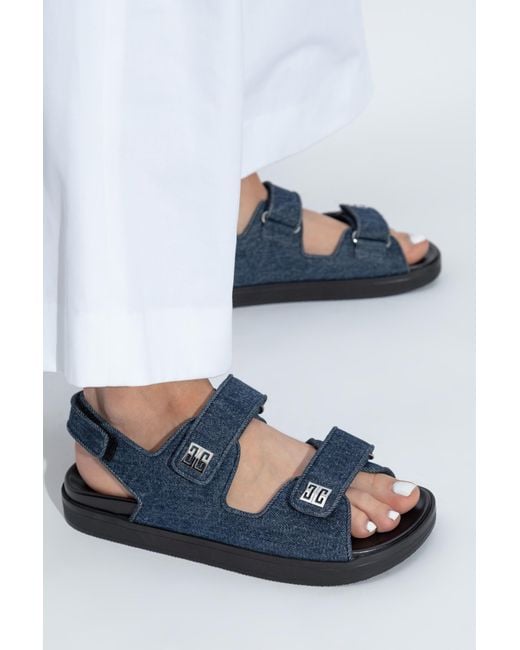 Givenchy Blue Sandals With Logo-Shaped Appliqué