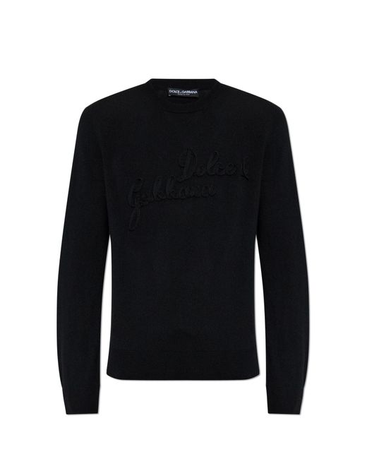 Dolce & Gabbana Black Sweater With Logo for men