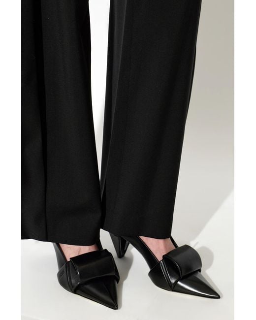 Loewe Black Leather Heeled Mules "Origami"