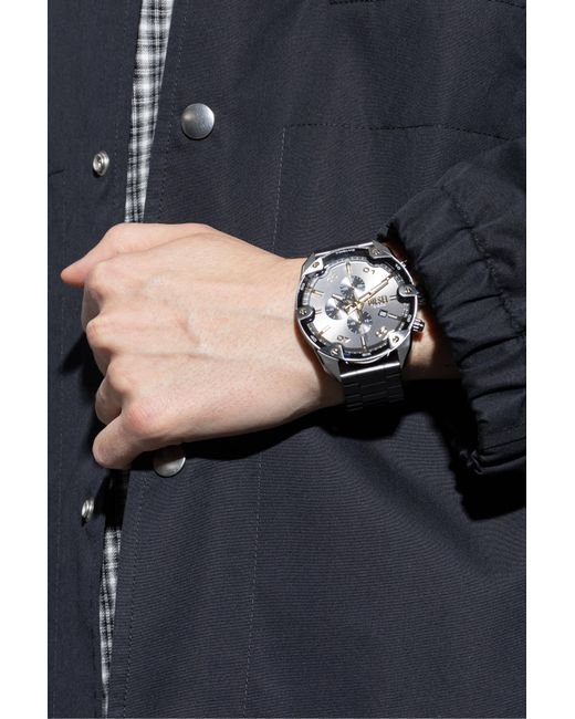 DIESEL Black Steel Watch 'Spiked' for men