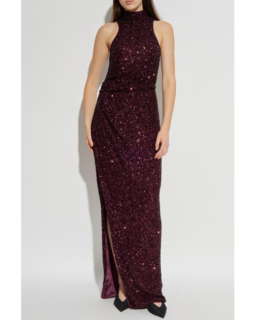 Balmain Purple Sleeveless Sequin Dress