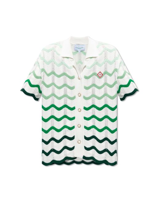Casablancabrand Green Crochet Shirt for men