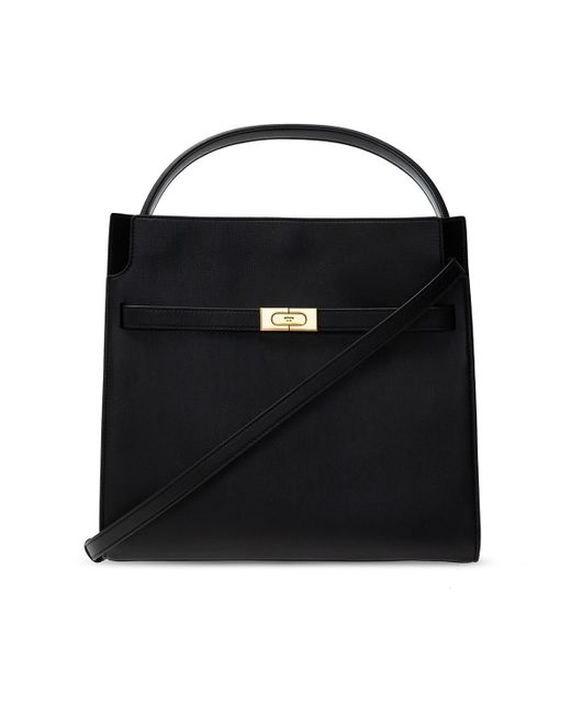 Tory Burch Leather Lee Radziwill Double Bag in Black | Lyst