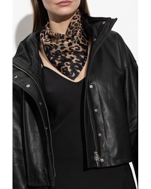 AllSaints Black Silk Scarf 'Jade'