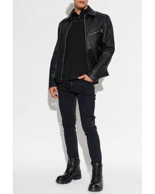 DIESEL Black Polo "T-Rejust-Piping" for men