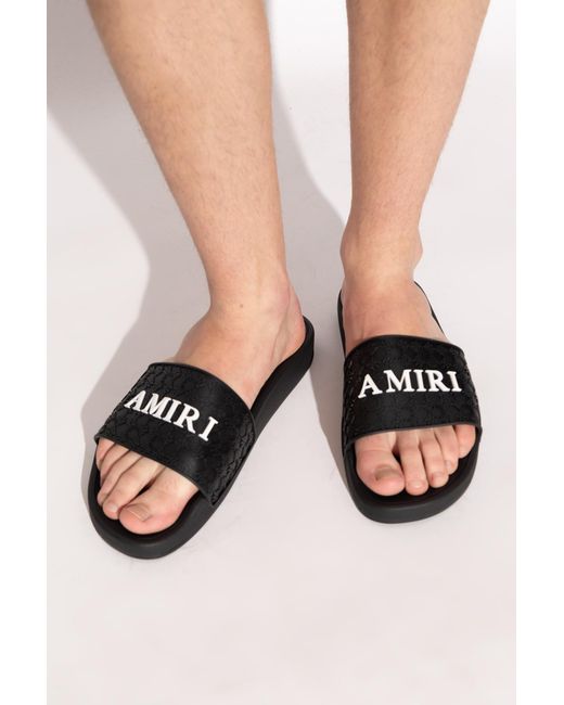 Amiri Black Rubber Slides With Monogram for men