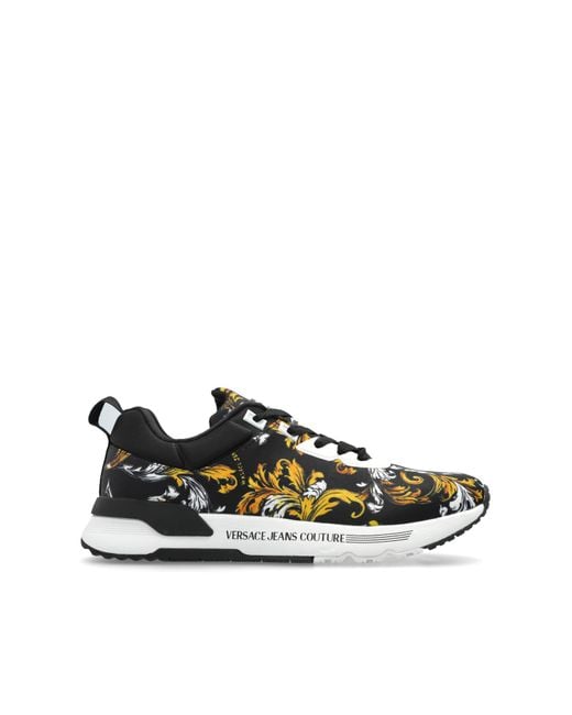 Versace Jeans Couture Black Sneakers With Barocco Print for men