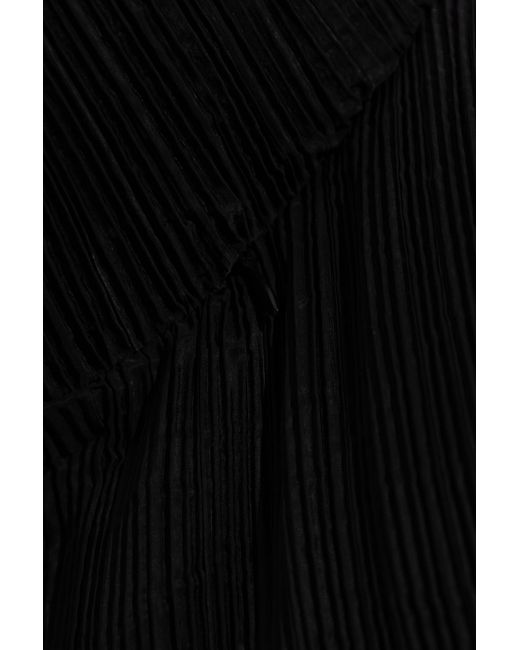 Emporio Armani Black Pleated Jacket With Stand-Up Collar