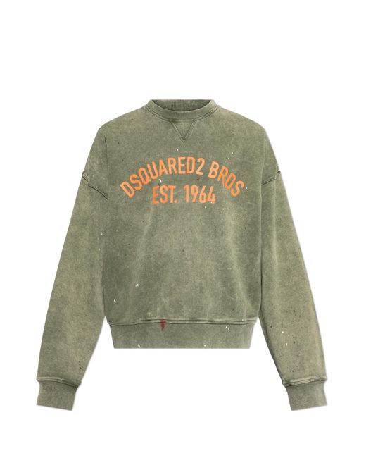 DSquared² Green Sweatshirt With Vintage Effect for men