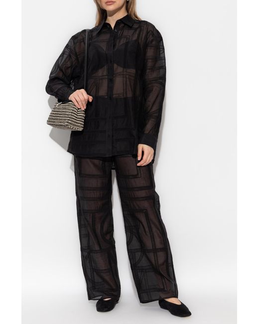 Totême  Black Toteme Shirt With Monogram