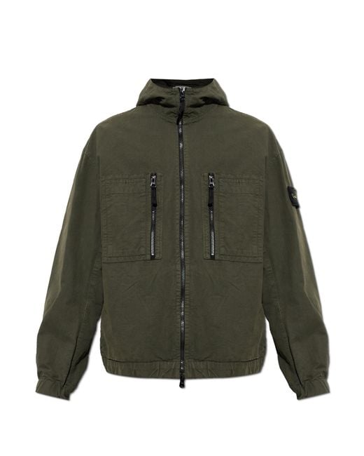 Stone Island Black Jacket With Logo Patch for men