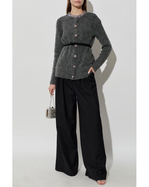 Self-Portrait Black Cardigan With Shimmering Crystals