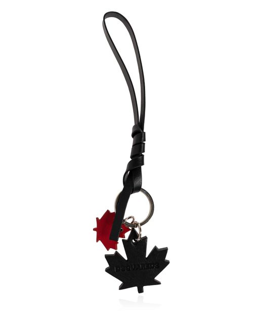 DSquared² Black Leather Keychain for men