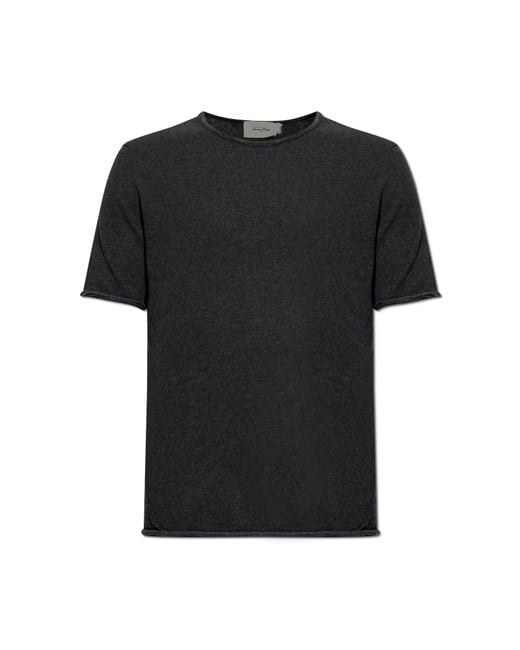 American Vintage Black T-Shirt With Raw Edges for men