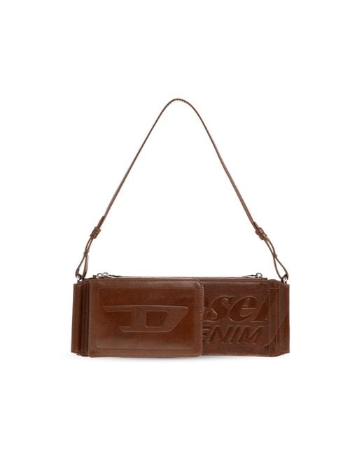 DIESEL Brown 'Flag-D Shoulder' Shoulder Bag
