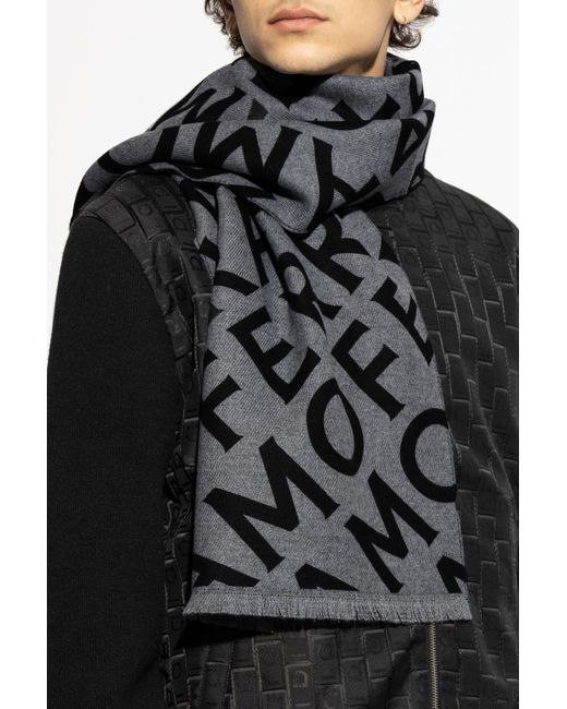 Ferragamo Black Wool Scarf With Monogram for men